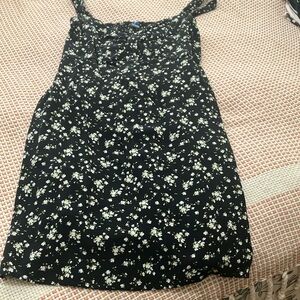 Old Navy Black Dress with White Floral Design